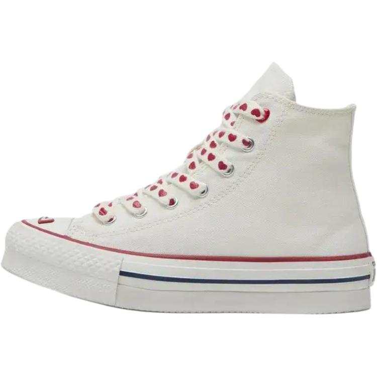 Converse All Star Lift Support High top Kids Canvas Shoes White Red Unisex