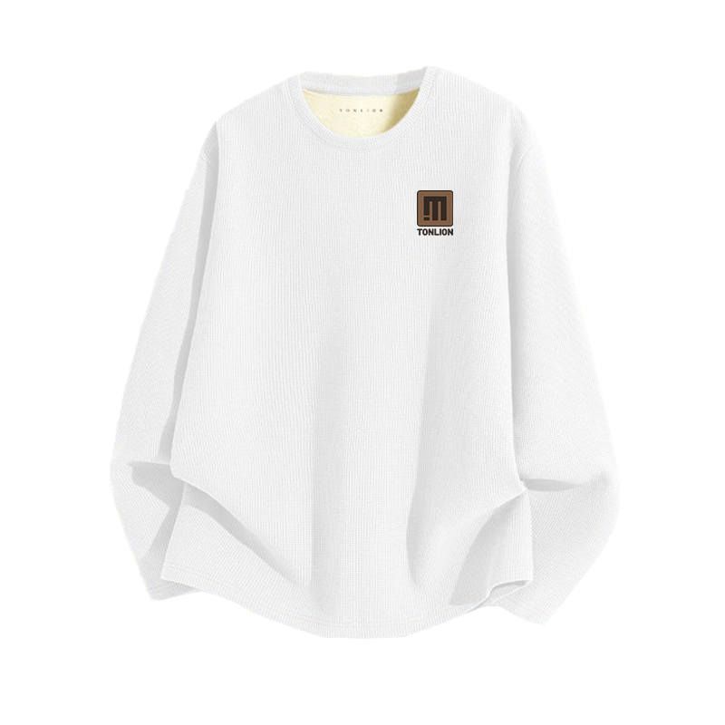 Tonlion T Shirts Unisex Crew Neck Thickened And Fleece Lined Straight Fit
