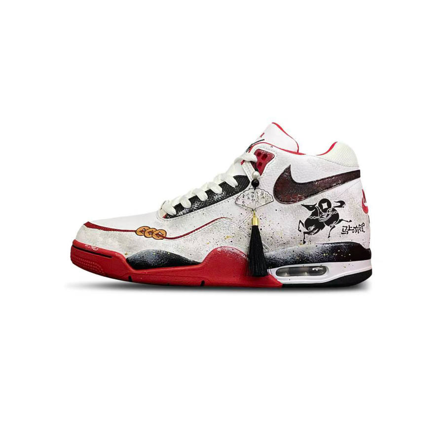 Nike Nike Flight Legacy Tower Rabbit Coexistence Mid top Vintage Basketball Shoes Men's Red White