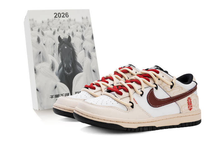 Nike Nike Dunk Abrasion Resistant Slip Resistant Low top Skateboard Shoes Men's Beige Red