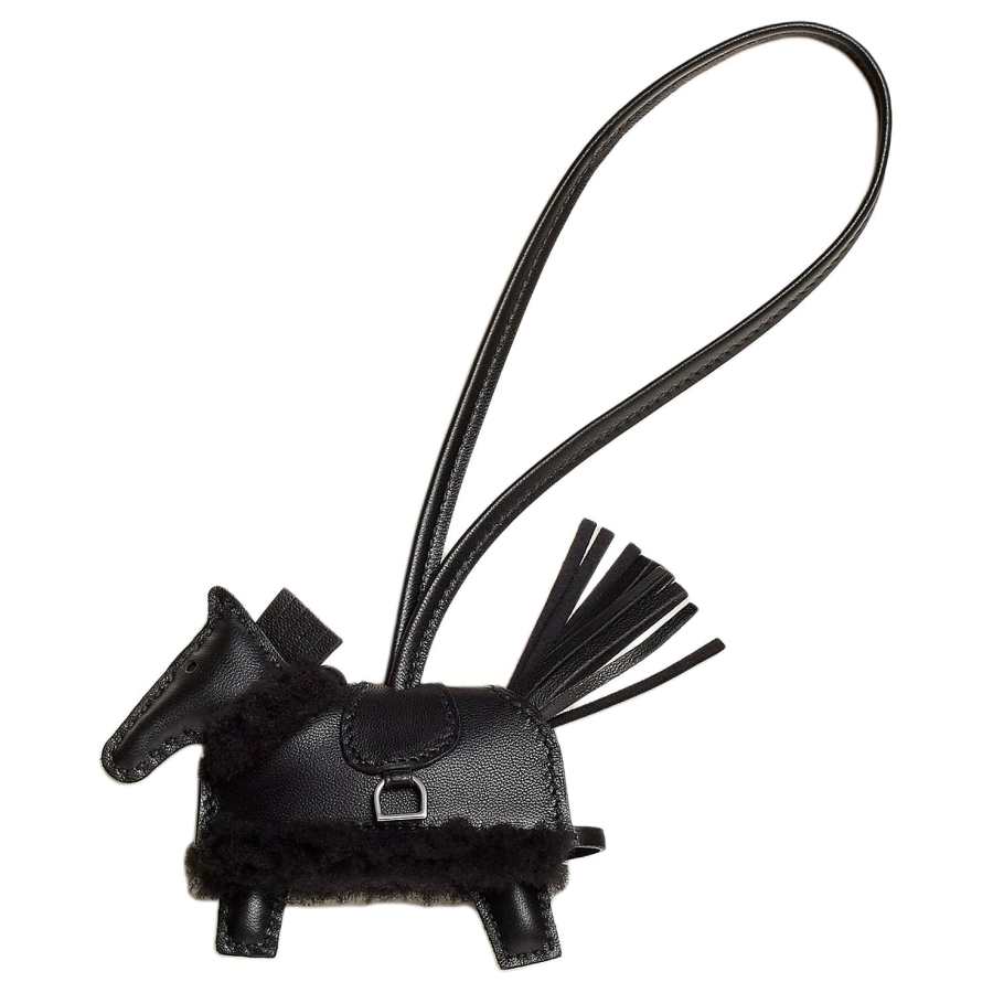 HERMES Rodeo Milo Lambskin Bag Accessory Small Women's Black