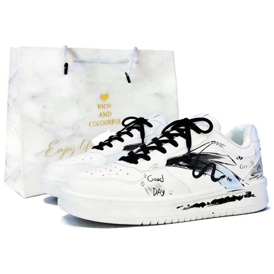 Anta Easy Horse Year Air Force Low top Skateboard Shoes Unisex Black White