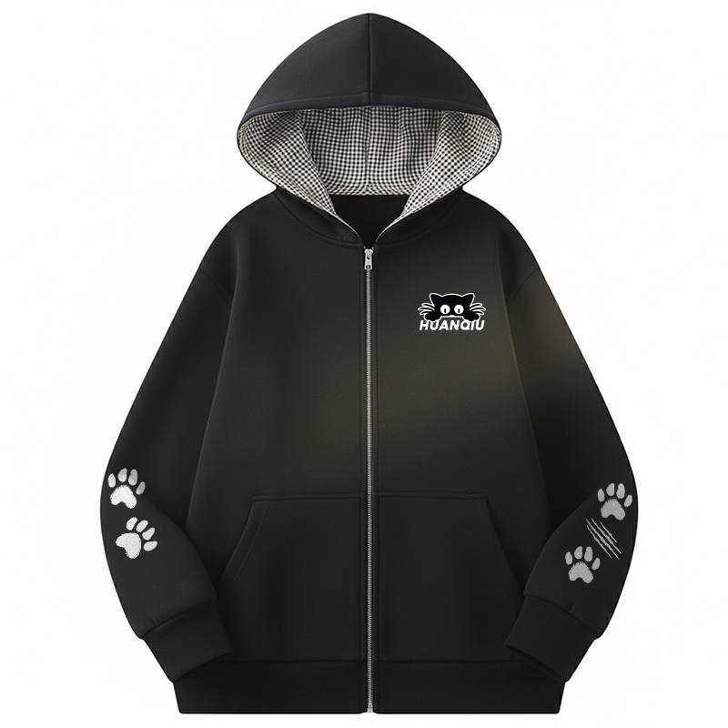 HUANQIU Sweatshirts Unisex Hooded Thickened Cardigan