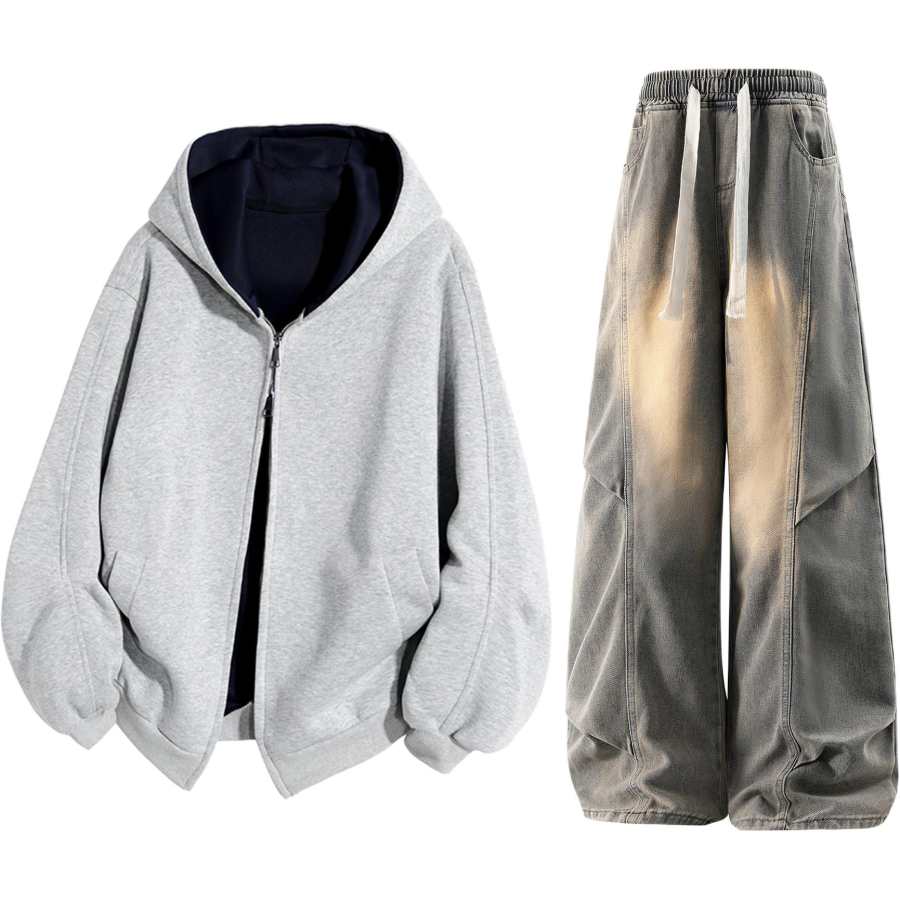 GWAF Casual Sportswear Unisex Hooded Thickened And Fleece Lined