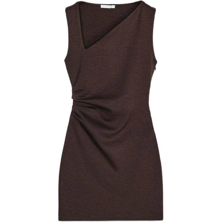 ZARA Sleeveless Dresses Women's Brown Crew Neck Moderate