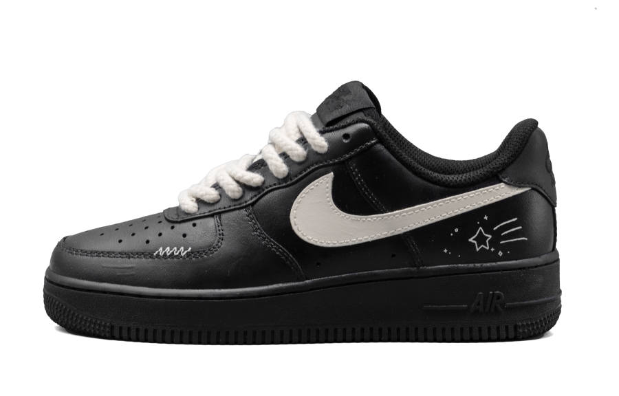 Nike Nike Air Force 1 Leather Slip Resistant Cushioning Low top Skateboard Shoes Women's Black Pink