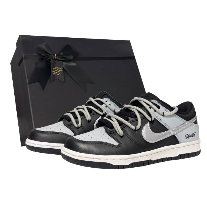 Nike Nike Dunk Gray Star Trail Slip Resistant Cushioning Breathable Low top Skateboard Shoes Unisex Black Silver