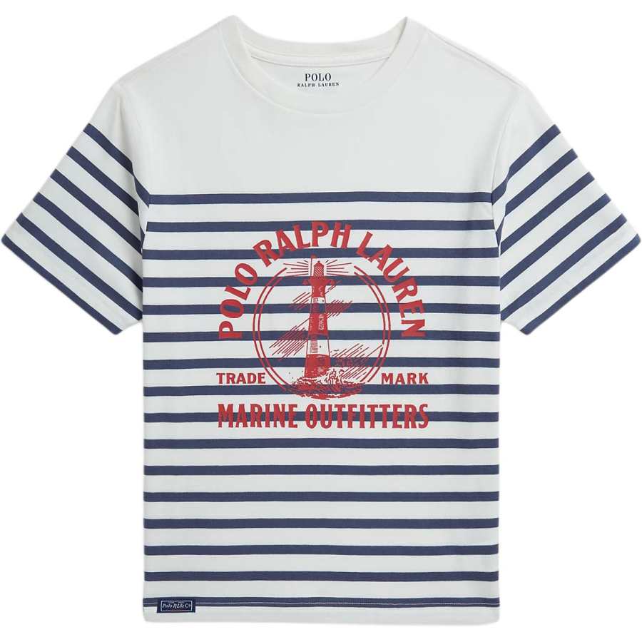 Polo Ralph Lauren T Shirt Classic Version White & Light Marine Blue Teenagers