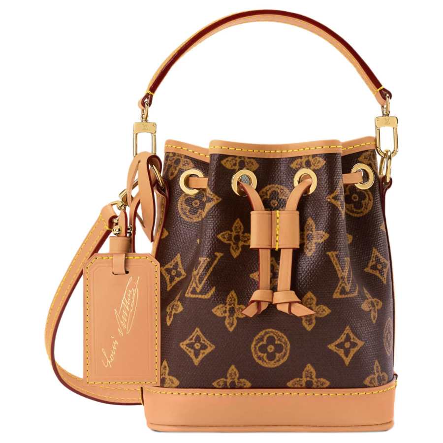 LOUIS VUITTON Coated Canvas Bucket Bag, One Shoulder Handbag Women's Brown