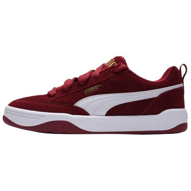 PUMA Park Lifestyle Cow Split Leather Abrasion Resistant Low top Skateboard Shoes Unisex Red White