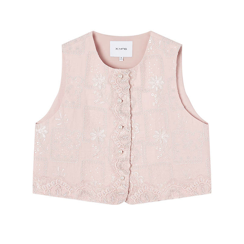 XIANGYING Vests Women's Crew Neck Thin Knitted Fabric