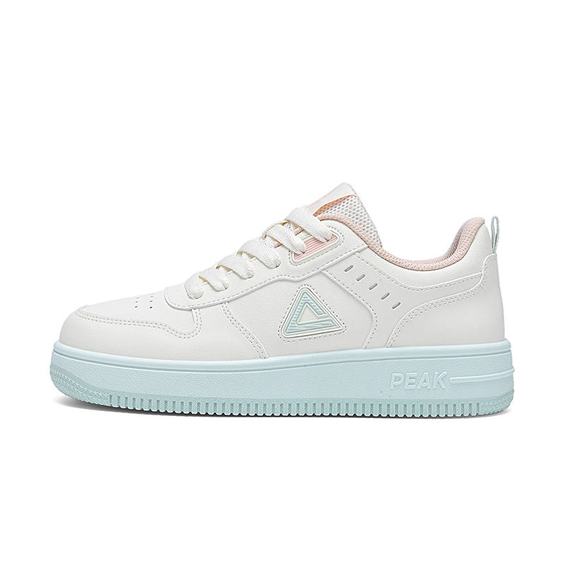 PEAK White Sneakers Synthetic Leather Low top Skateboard Shoes Mint Green Unisex