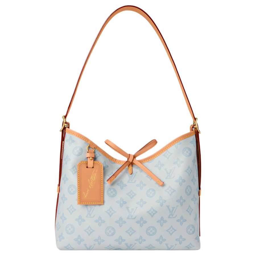 LOUIS VUITTON Carryall Coated Canvas Crossbody Bag, Shoulder Bag Small Women's Light Blue