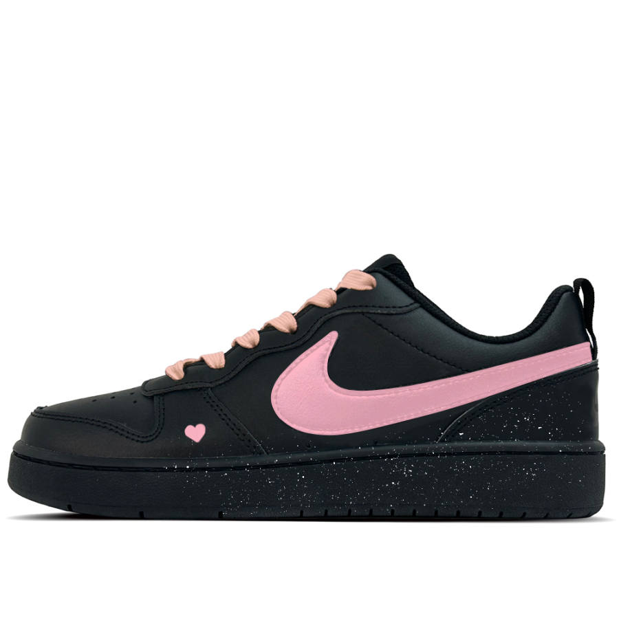 Nike Nike Court Borough Sweet Nebula Black Leather Slip Resistant Low top Kids' Skateboarding Shoes Black Teenagers