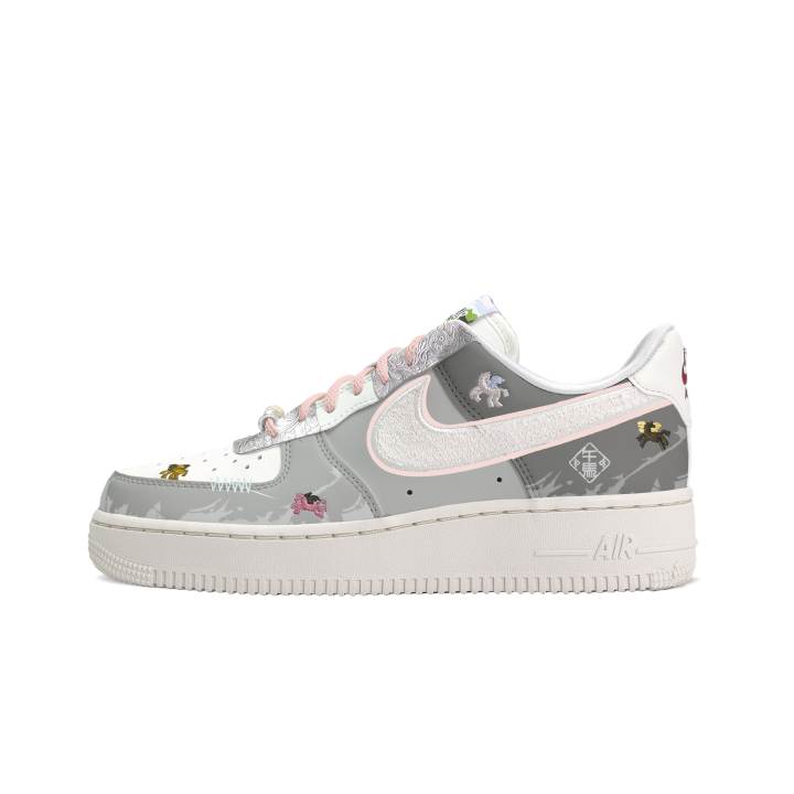 Nike Nike Air Force 1 Breathable Low top Skateboard Shoes Women's Gray White