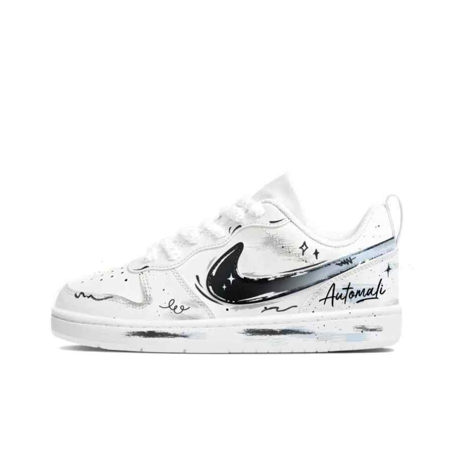 Nike Nike Court Borough NearLink Graffiti Synthetic Leather Cushioning, Wear Resistant Low top Skateboard Shoes Black