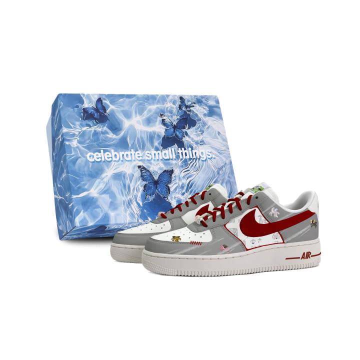 Nike Nike Air Force 1 Breathable Low top Skateboard Shoes Women's Gray White