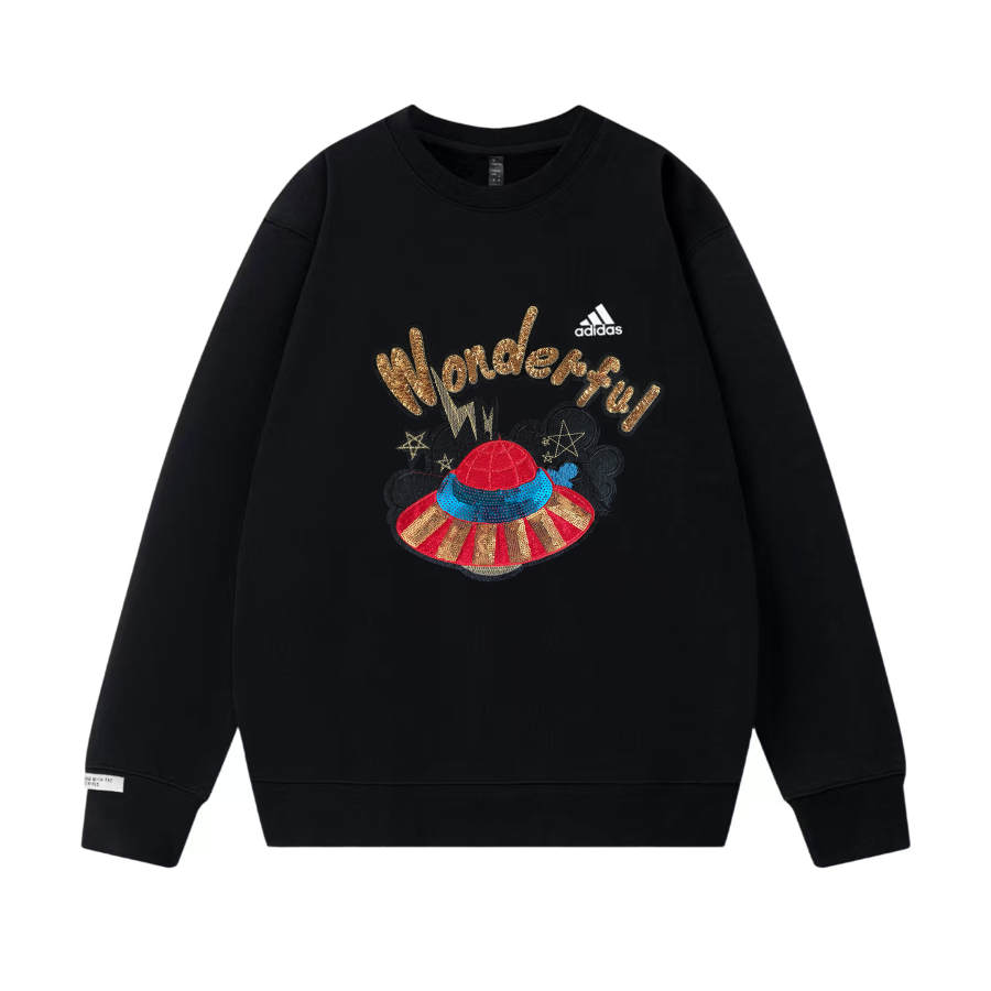 Adidas Adidas LABEL Sweatshirts Unisex Black Crew Neck Moderate Regular