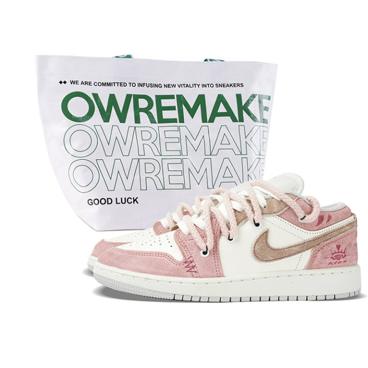 Jordan Jordan Air Jordan 1 Low top Skateboard Shoes Women's Pink White