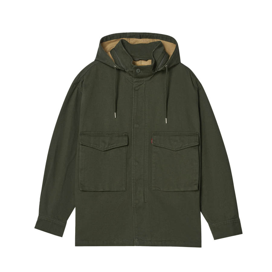 Levis Jackets Unisex Army Green Detachable Hood Moderate Workwear