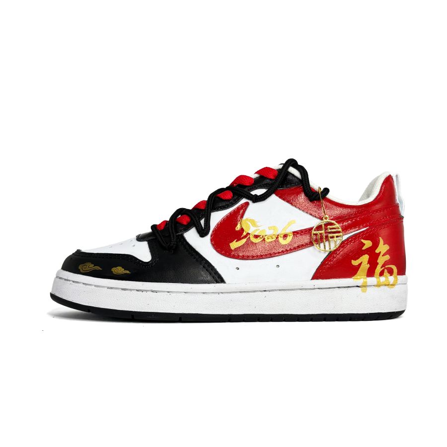 Nike Nike Court Borough Fortune Arrives Spring Festival Abrasion Resistant Slip Resistant Low top Skateboard Shoes Black Red