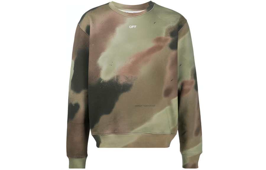 OFF-WHITE OFF WHITE FW20 Sweatshirts Men's Green Camouflage Crew Neck Thickened Regular
