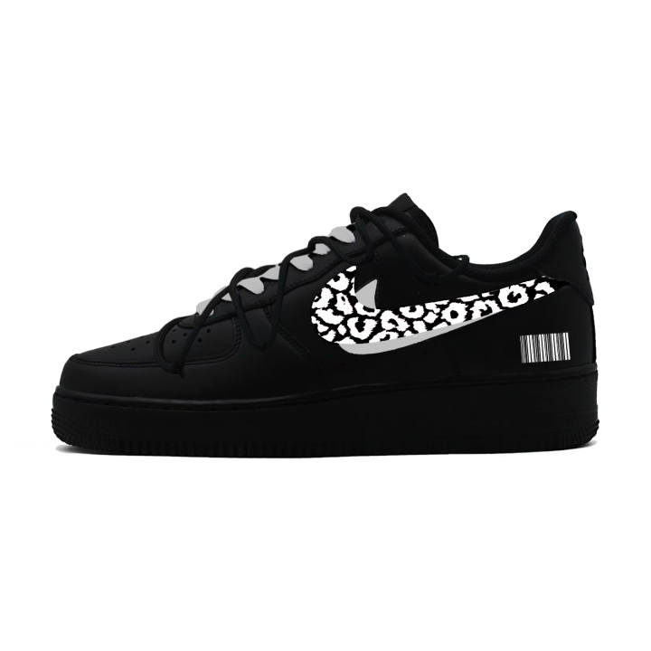 Nike Nike Air Force 1 Ink Leopard Print Abrasion Resistant Slip Resistant Low top Skateboard Shoes Unisex Black White