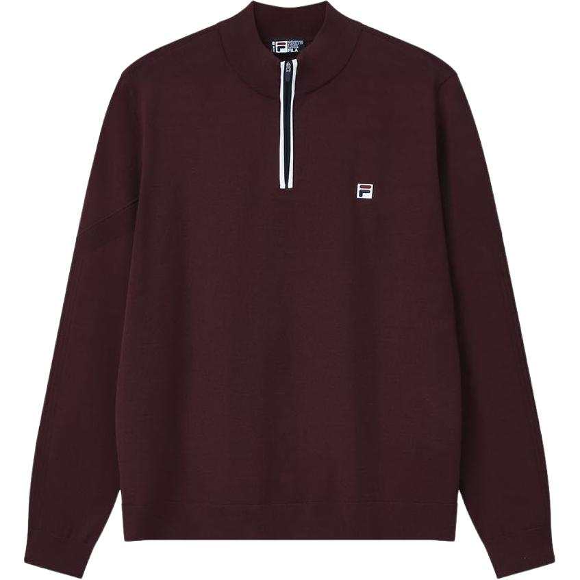 FILA Heritage Knitwear Men's Sand Maroon Stand Collar Moderate
