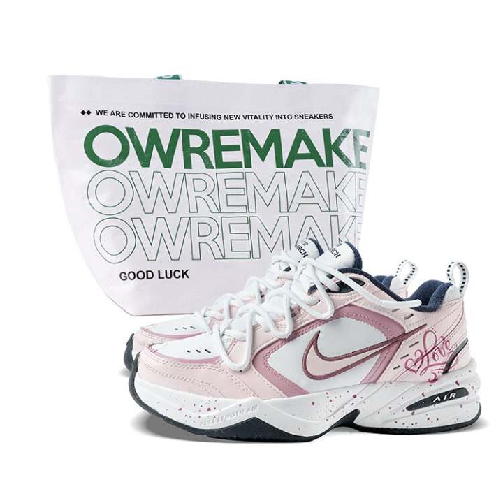 Nike Nike Air Monarch 4 Slip Resistant Abrasion Resistant Low top Chunky Sneakers Unisex Pink White
