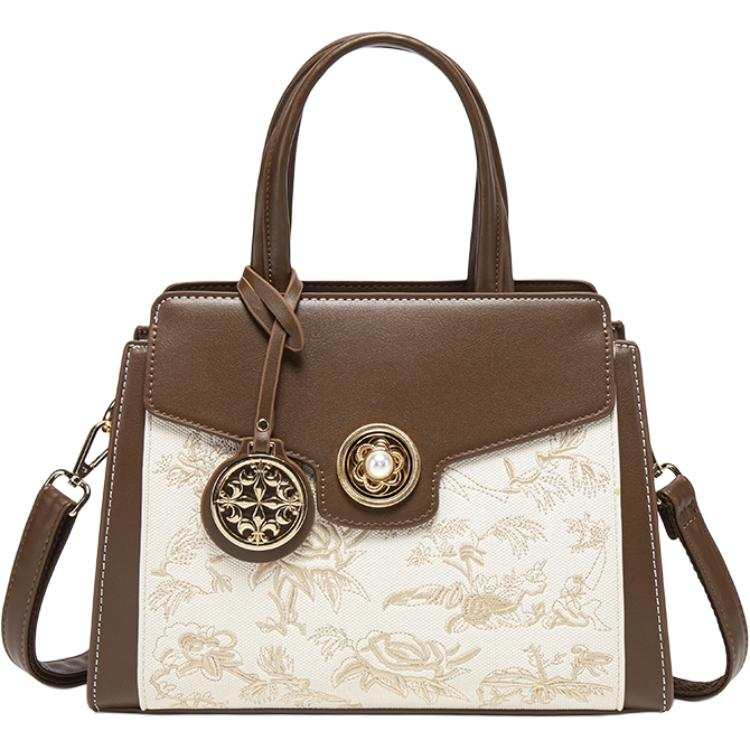 PAYOT PAYOT Synthetic Leather Handbag Regular Women's Ecru & Brown