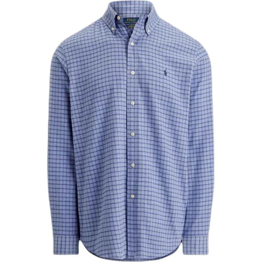 Polo Ralph Lauren FW25 Shirt Classic Version Men's Blue Heather Gray Yarn Multicolor