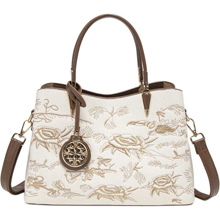 PAYOT PAYOT Synthetic Leather Handbag Regular Women's Brown White