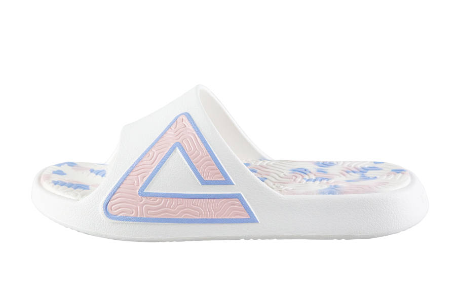 PEAK Tai Ji1.0 Cushioning Slip Resistant Abrasion Resistant Odor Resistant Quiet Slide Slippers Unisex White Pink
