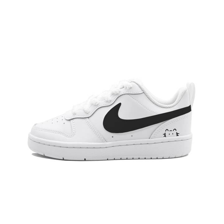 Nike Nike Court Borough Cow Black Cat Coverage Height Increasing Abrasion Resistant Low top Skateboard Shoes Women's