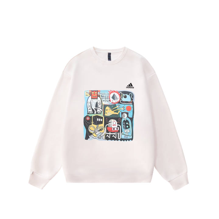 Adidas Adidas LABEL Sweatshirts Unisex White Crew Neck Moderate Regular