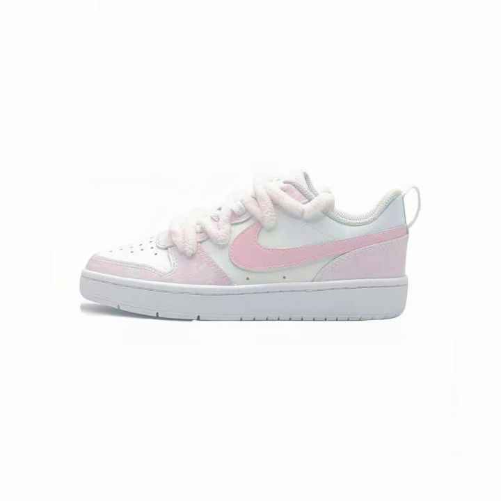 Nike Nike Court Borough 2 Cherry Cloud Milk Frother Leather Slip Resistant Abrasion Resistant Low top