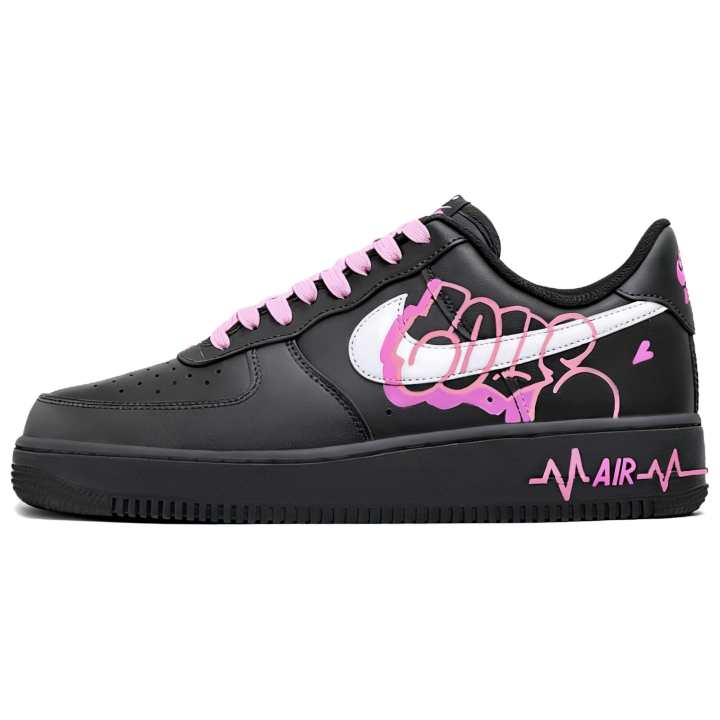 Nike Nike Air Force 1 Black Powder Fantasy, Blossom's Rose, Graffiti Hand Drawn Couple Abrasion Resistant Low top