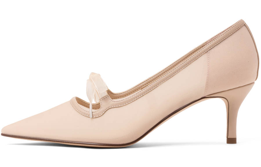 CHARLES&KEITH Small Ck Slim Heel Mary Jane Shoes 6CM Women's Nude Flesh