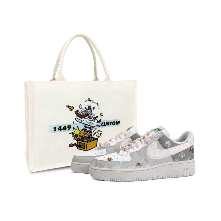 Nike Nike Air Force 1 Breathable Low top Skateboard Shoes Women's Gray White