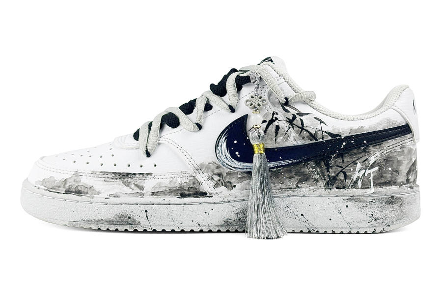 Nike Nike Court Vision 1 Steam Rose, Ink Abrasion Resistant Low top Skateboard Shoes Unisex Black White