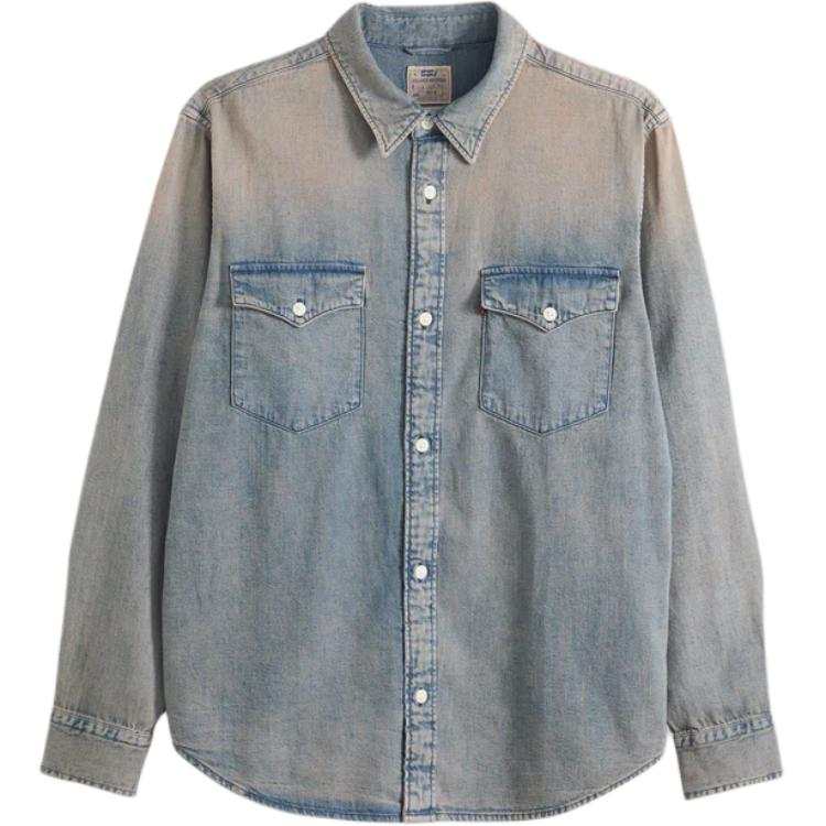 Levis Levis Shirts Men's Blue Gray Pointed Collar Moderate Denim