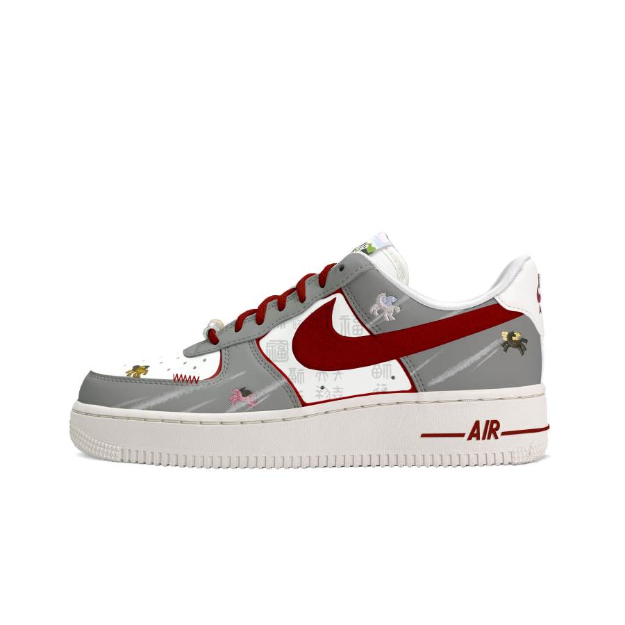 Nike Nike Air Force 1 Breathable Low top Skateboard Shoes Women's Gray White