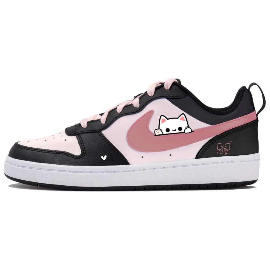 Nike Nike Court Borough Cute Cat Abrasion Resistant Abrasion Resistant Low top Skateboard Shoes Unisex Black