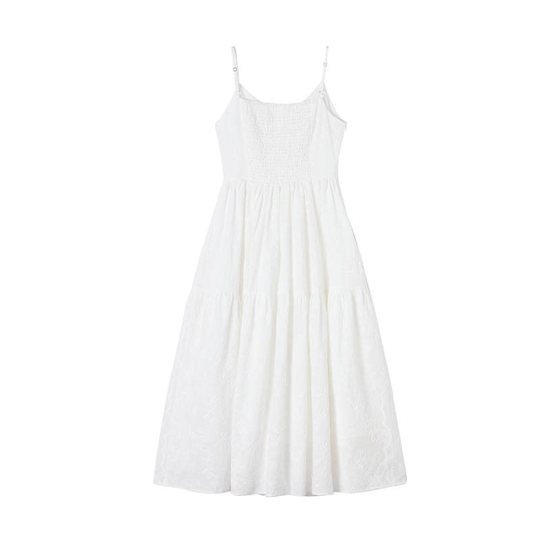 XIANGYING Slip Dresses Women's White V Neck Thin Long
