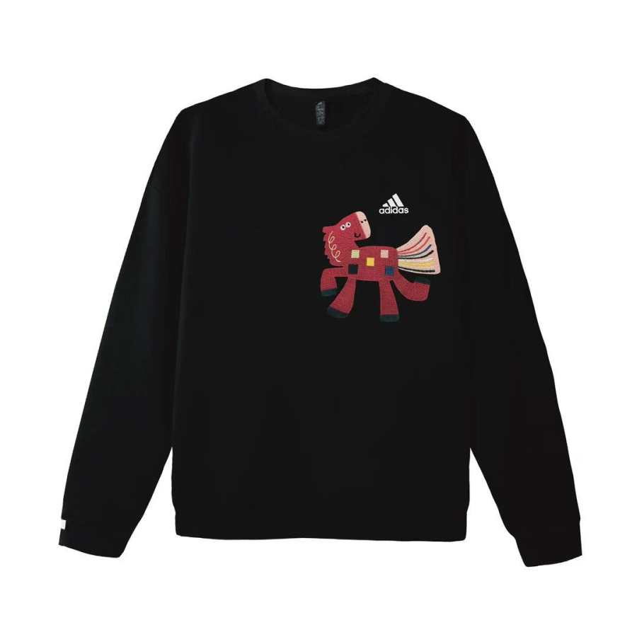 Adidas Adidas LABEL Sweatshirts Unisex Black Crew Neck Moderate Regular