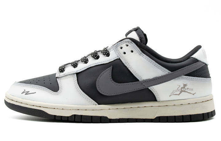 Nike Nike Dunk Jumping Man Leather Slip Resistant Cushioning Height Increasing Low top Skateboard Shoes Black Gray Unisex