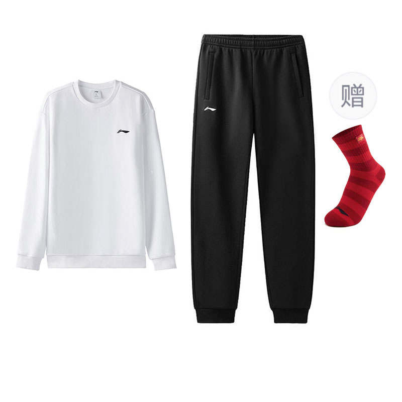 Li-Ning Li Ning Crew Neck Thermal Classic And Versatile Minimalist Style Long Sleeved Sweatshirt With Fleece Lined Sweatpants