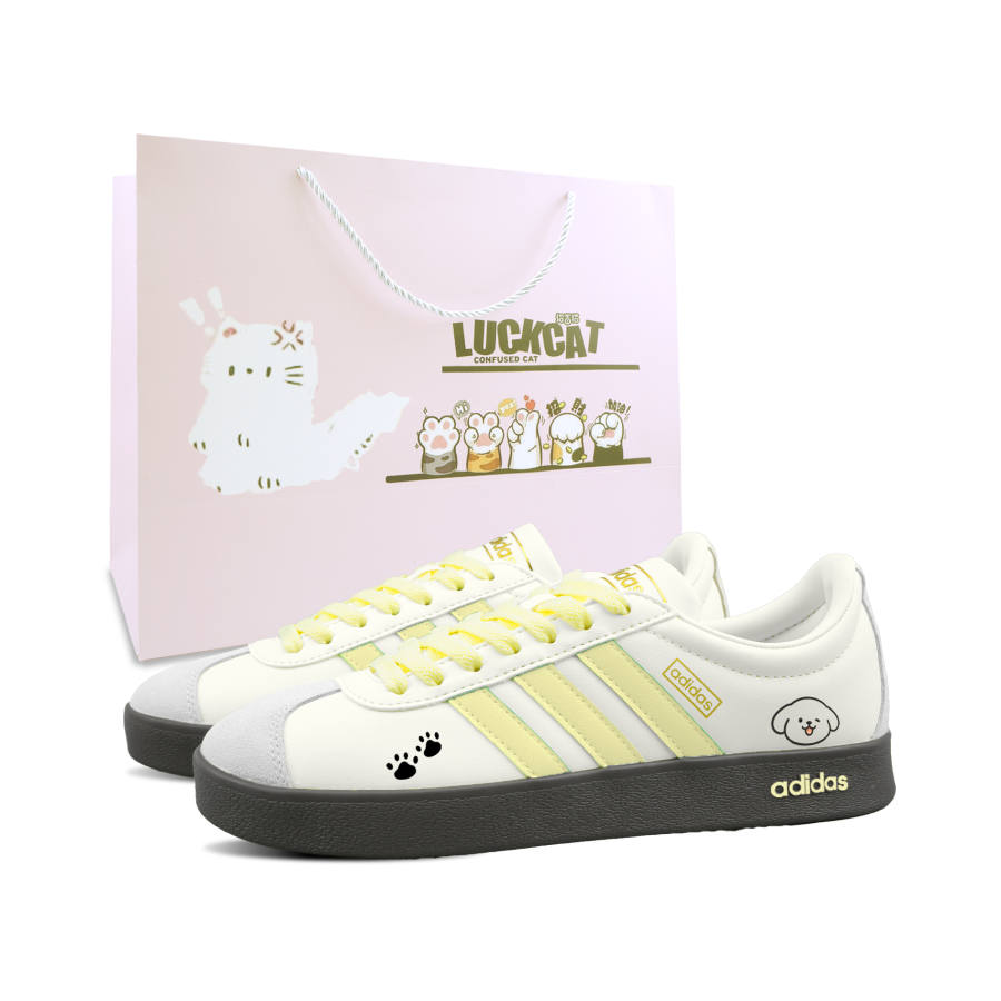 Adidas Adidas VL COURT 2.0 Cute Paw Puppy, Special Shopping Bag Low top German Army Trainers Unisex Yellow