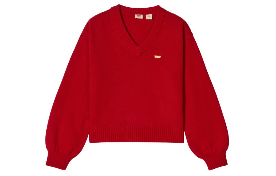 Levis Year Of The Horse Limited Collection Knitwear Women's Red V Neck Moderate