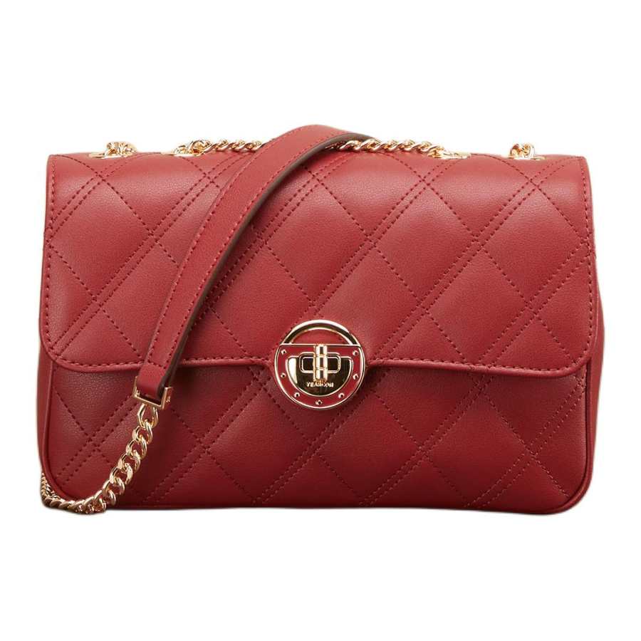 YEARCON Cow Leather With Microfiber Synthetic Leather Shoulder Bag, Crossbody Bag Women's Burgundy